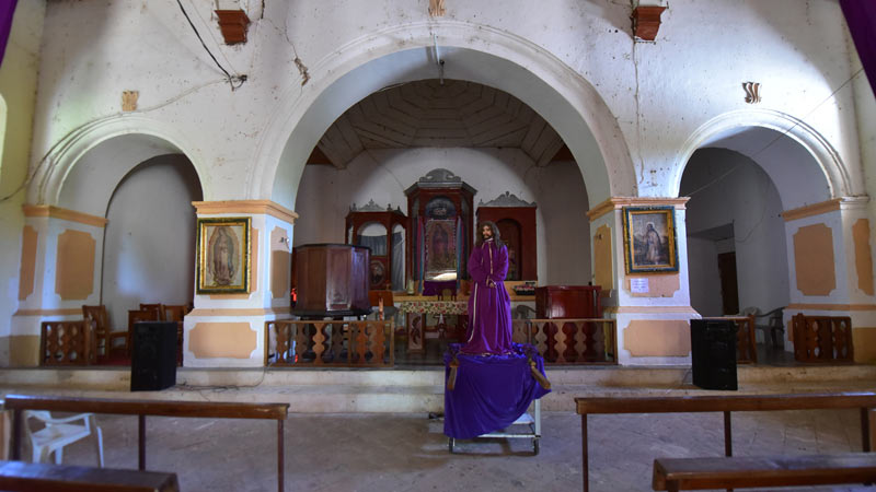 Interior de la iglesia del cantón El Hormiguero, Comacarán, San Miguel. Foto EDH Jonatan Funes