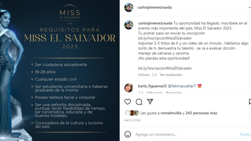 Requisitos Miss Universo El Salvador