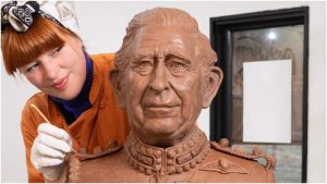 Escultura de chocolate del rey Carlos III