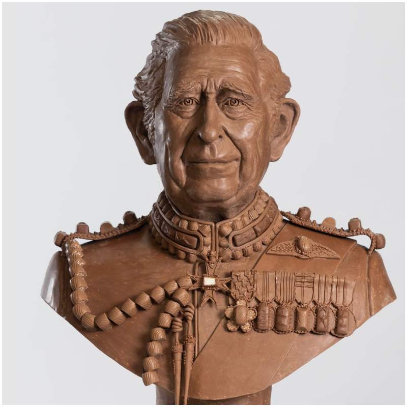 Escultura de chocolate del rey Carlos III