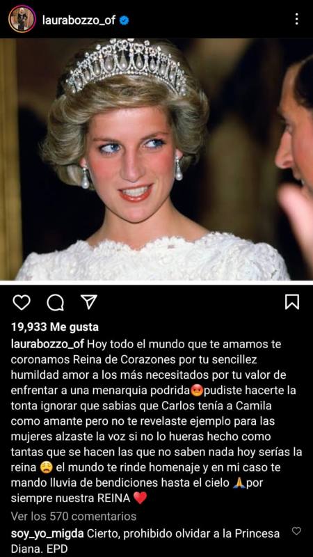 Laura Bozzo recuerda a la princesa Diana de Gales