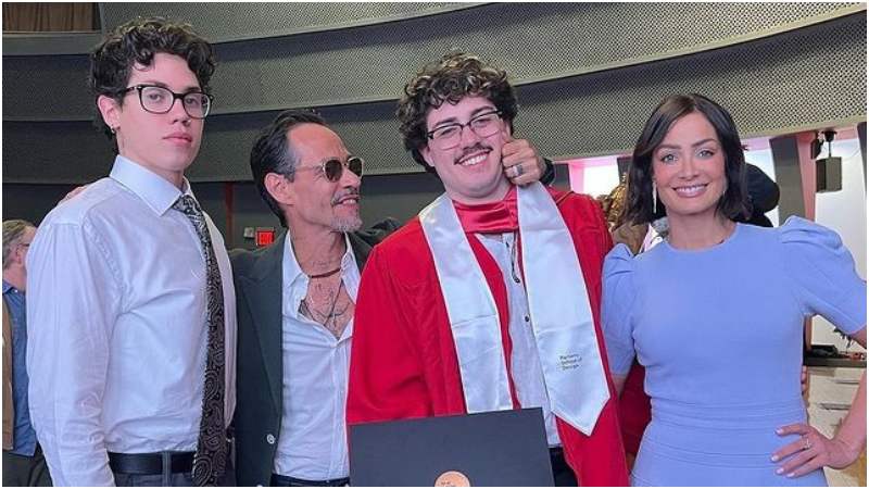 Marc Anthony y Dayanara Torres en la gradución de su hijo Cristian
