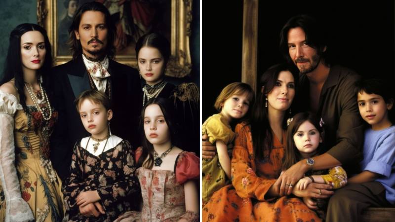 Familias de Johnny Depp y Keanu Reeves recreadas con IA