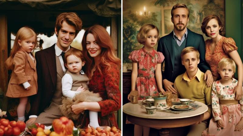 Familias de Andrew Garfield y Ryan Gosling recreadas con IA
