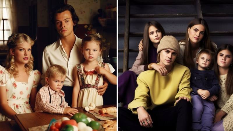 Familias de Harry Style y Justin Bieber recreadas con IA