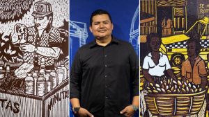 Artista visual Roberto Melara muestra grabados del centro de San Salvador