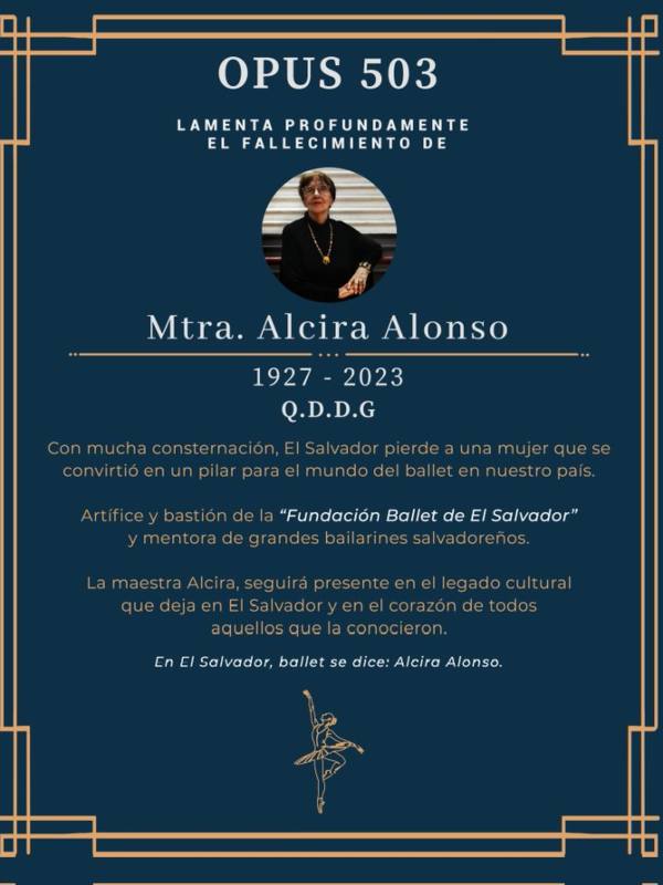 Condolencias por muerte Alcira Alonso Opus 503