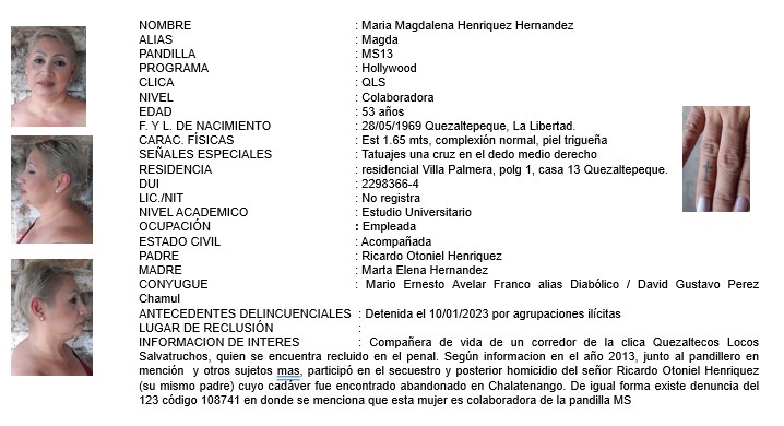 Ficha de María Magdalena Hernández.