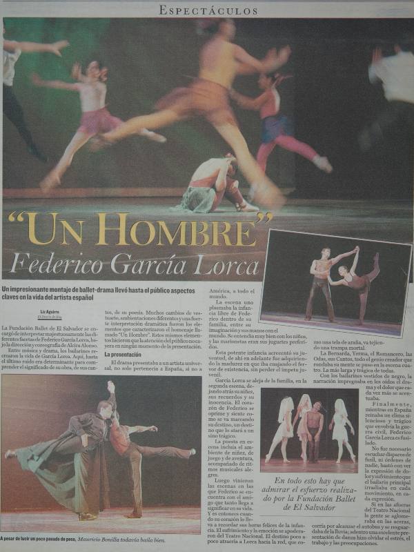Obra "Un hombre" de Ballet de El Salvador dirigido por Alcira Alonso