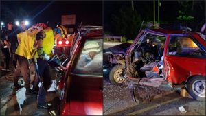 Hombre quedó atrapado en su carro tras chocar con rastra en San Juan Opico