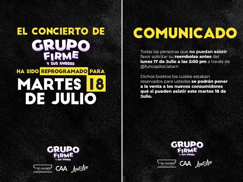 Two Show confirma nueva fecha concierto Grupo Firme