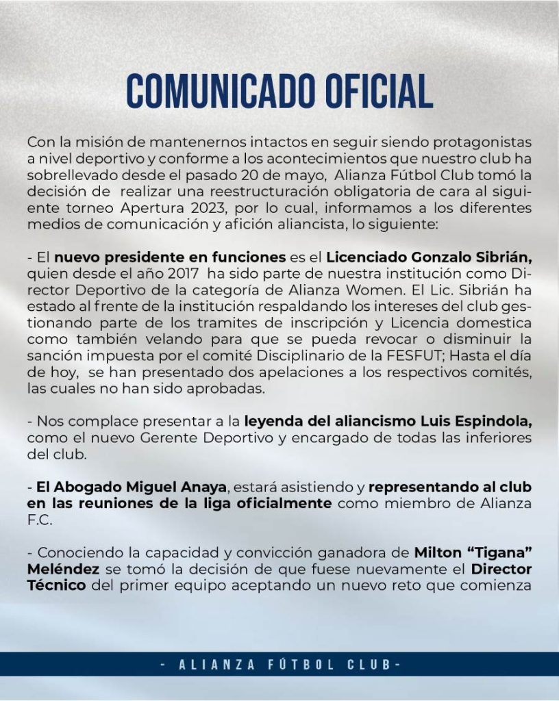 alianza fc futbol el salvador presidente nuevo cambios 01