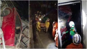 Mujer cayó con su carro en el techo de una casa en San Salvador