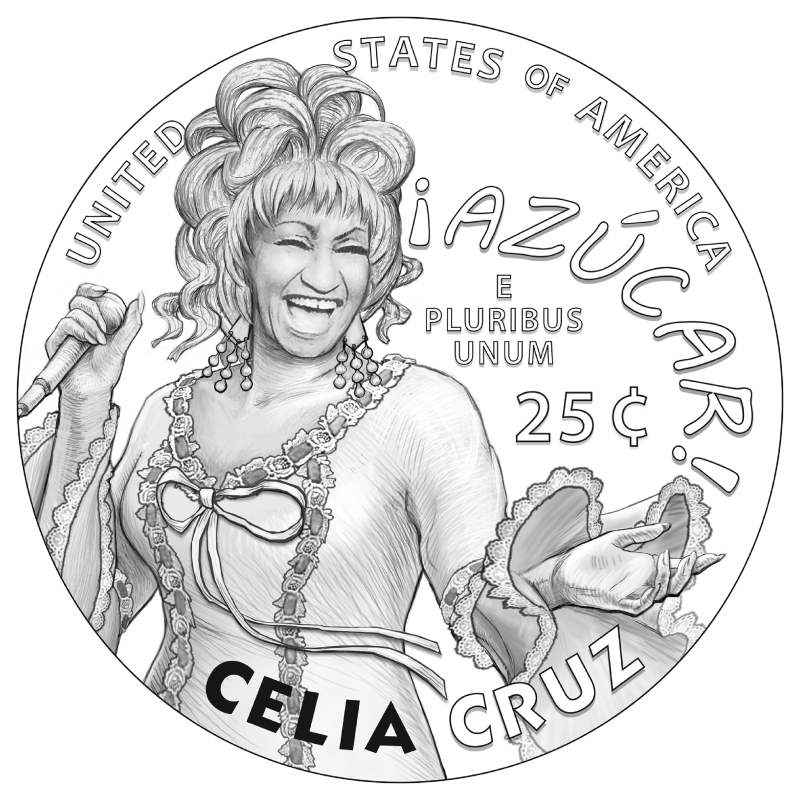 Celia Cruz en moneda de 25 centavos de dólar
