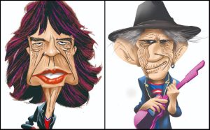 Ilustración de Mick Jagger y Keith Richards, The Rolling Stones
