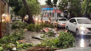 Postes caídos, inundaciones y negocios dañados por fuertes lluvias en varios puntos de San Salvador