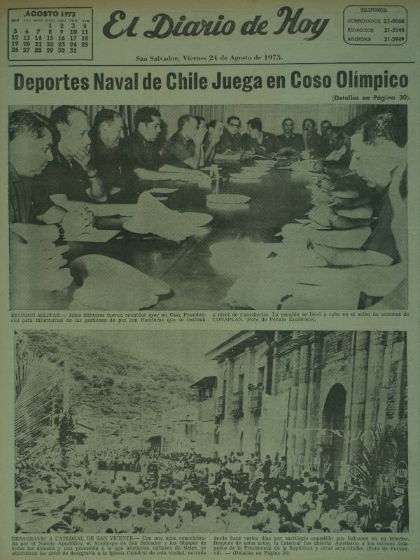 Publicación sobre la misa de desagravio realizada en San Vicente en 1973