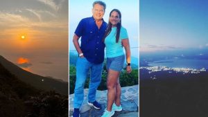 Moisés Urbina y su esposa en el volcán Conchagua