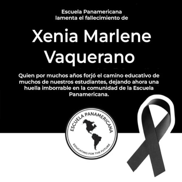 Pesame por muerte de la maestra Xenia Vaquerano