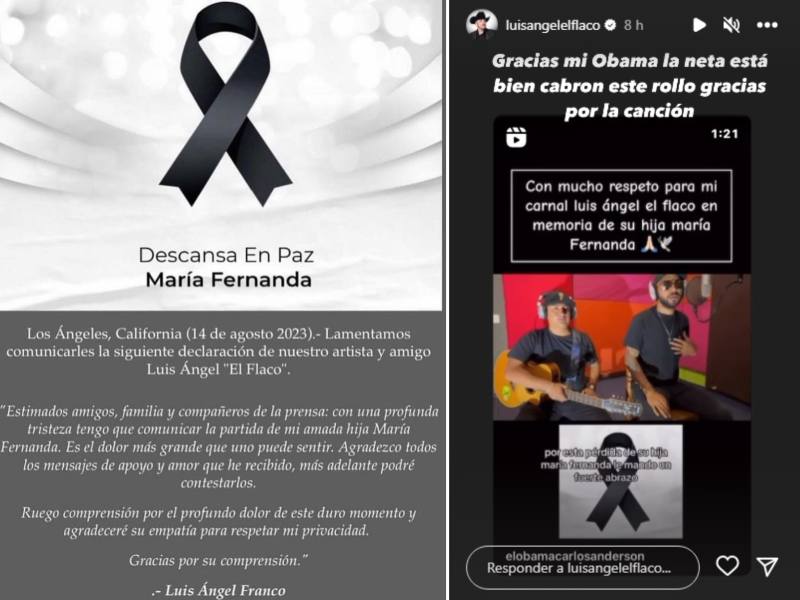 Muere hija del cantante Luis Ángel "El Flaco"