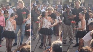 Holandés se le declara a Yajaira con un ramo de rosas