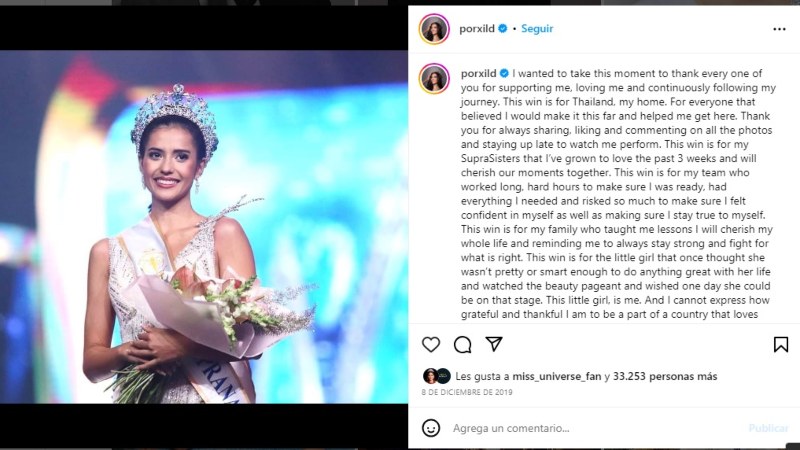 Miss Universo Tailandia, Anntonia Porsild