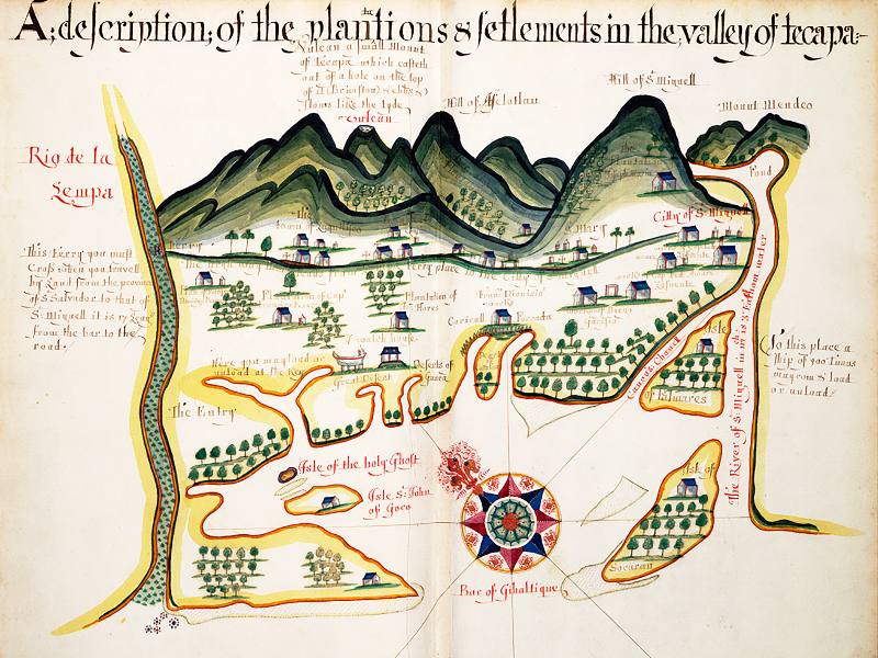 Descripción de las plantaciones y asentamientos en el valle del Tepaca Basil Ringrose (posiblemente en 1681).