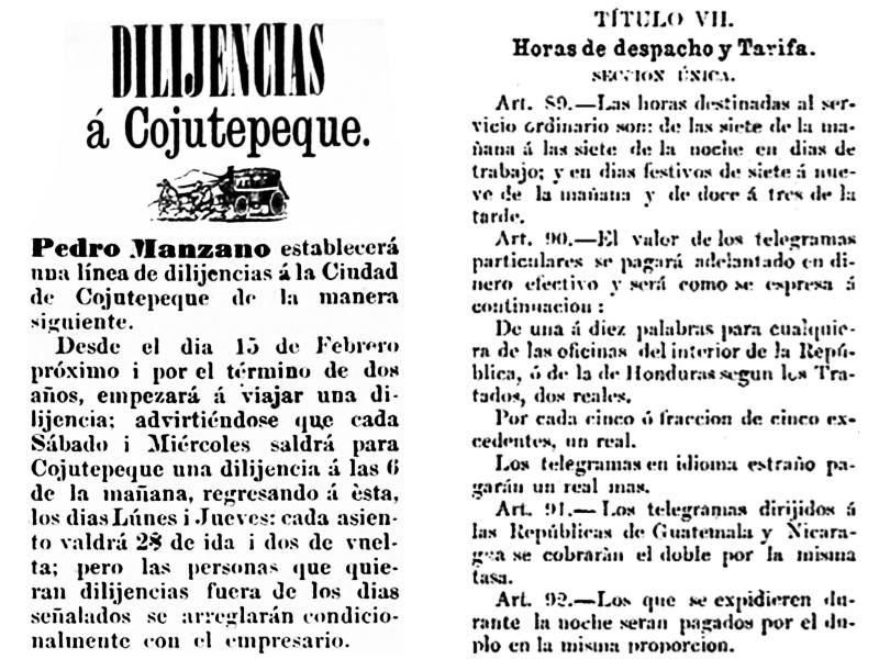 Diligencias y tarifas del telegrafo incluidas en libro de Ricardo Castellón