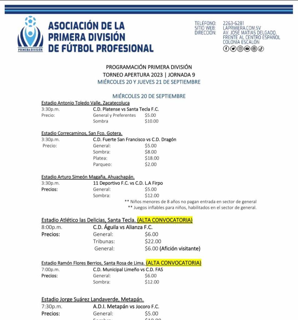 Jornada 9 Primera Division Apertura 2023