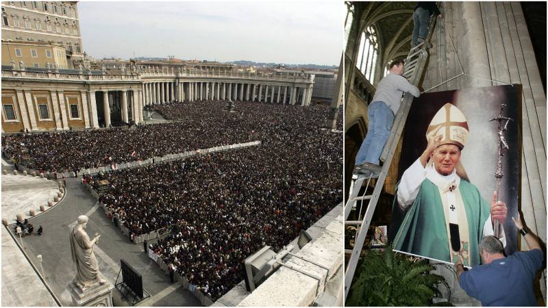 Fieles oran por Juan Pablo II tras su muerte en 2005