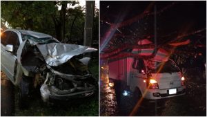 Árbol cayó y destruyó dos vehículos que pasaban en la Troncal del Norte