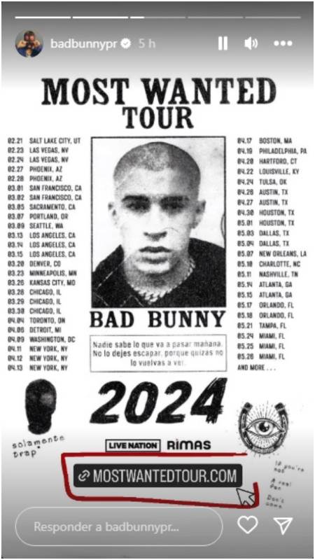 Bad Bunny anuncia gira en 2024 por Estados Unidos