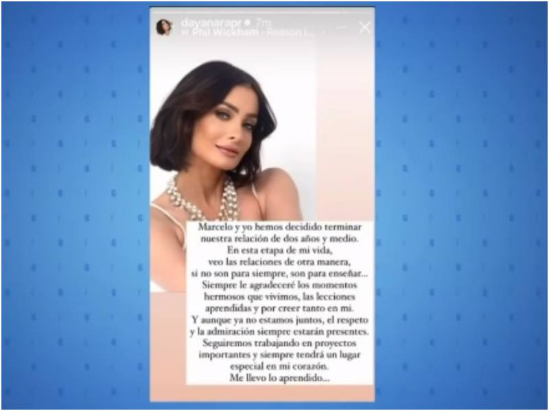 Dayanara Torres anunció su separación de Marcelo Gama en sus historias de Instagram