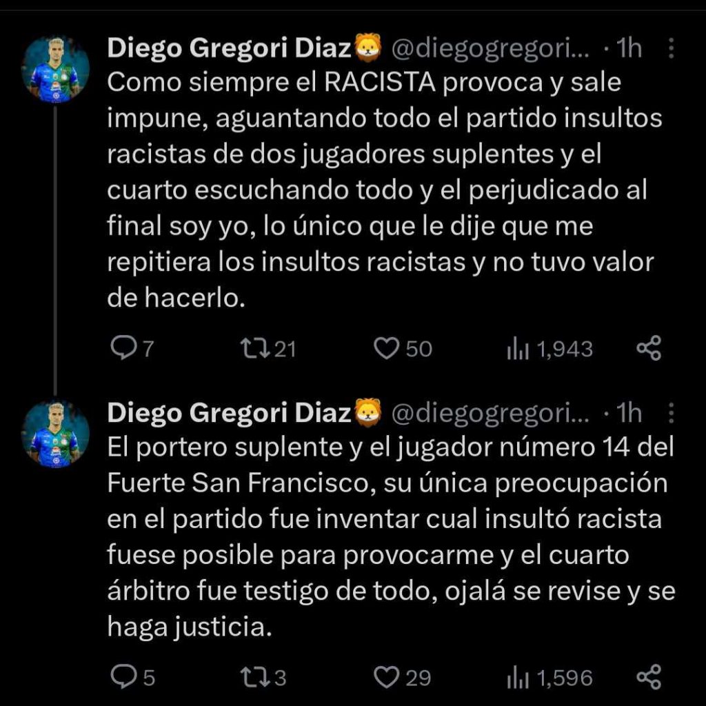 Gregori Diaz mensaje X