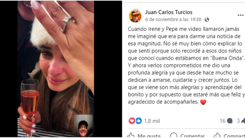 Irene Castillo le contó a Juan Carlos Turcios sobre su compromiso. 