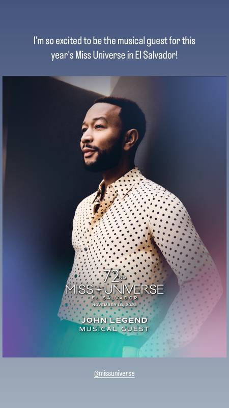 Cantante John Legend llega a El Salvador para Miss Universo