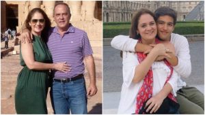 Karen Celebertti con su esposo e hijo en fotos del recuerdo