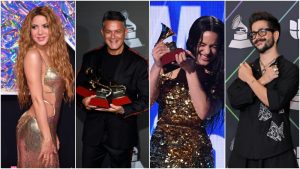 Los cantantes Shakira, Alejandro Sanz, Rosalia y Camilo.
