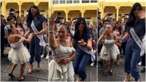 Miss Panamá llega al parque Libertad y es cautivada por Yajaira
