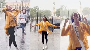 Candidata de Miss Universo se emociona con lluvia que cayó en San Salvador