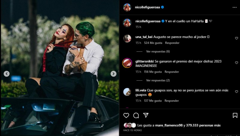 Nicolle Figueroa y Augusto Giménez presumen sus disfraces de Halloween.