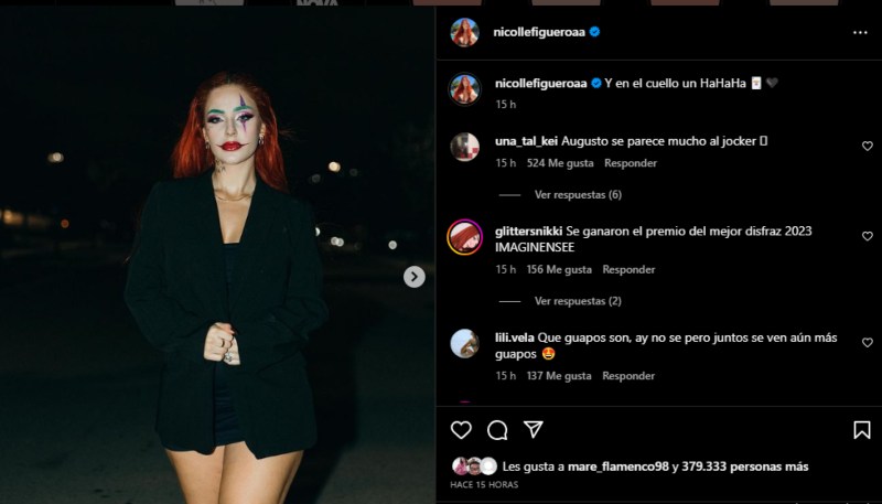 Nicolle Figueroa y Augusto Giménez presumen sus disfraces de Halloween.