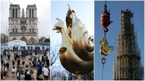 Colocan nuevo gallo en Notre Dame en París