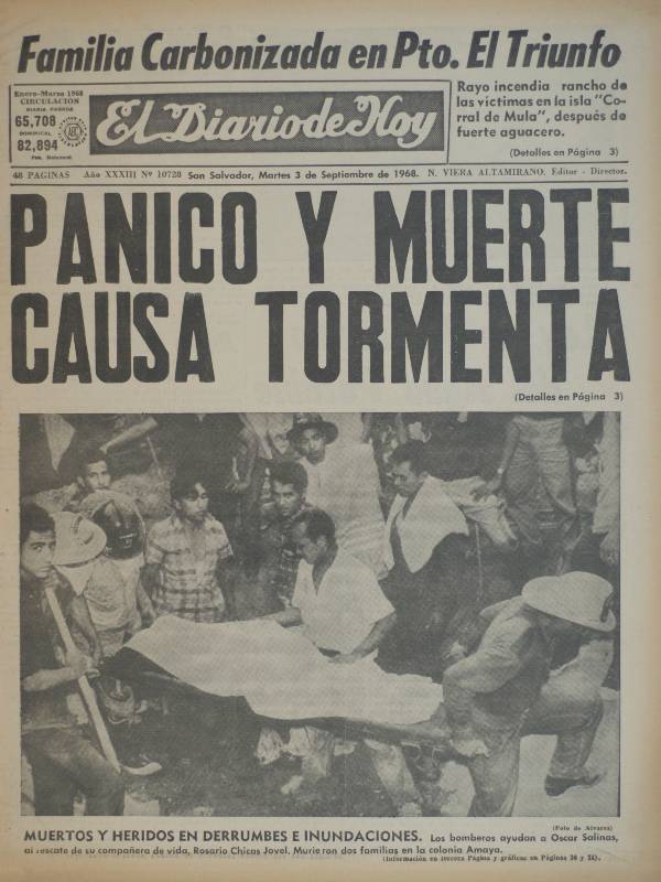 Tragedia en San Salvador por fuerte tormenta en septiembre de 1968
