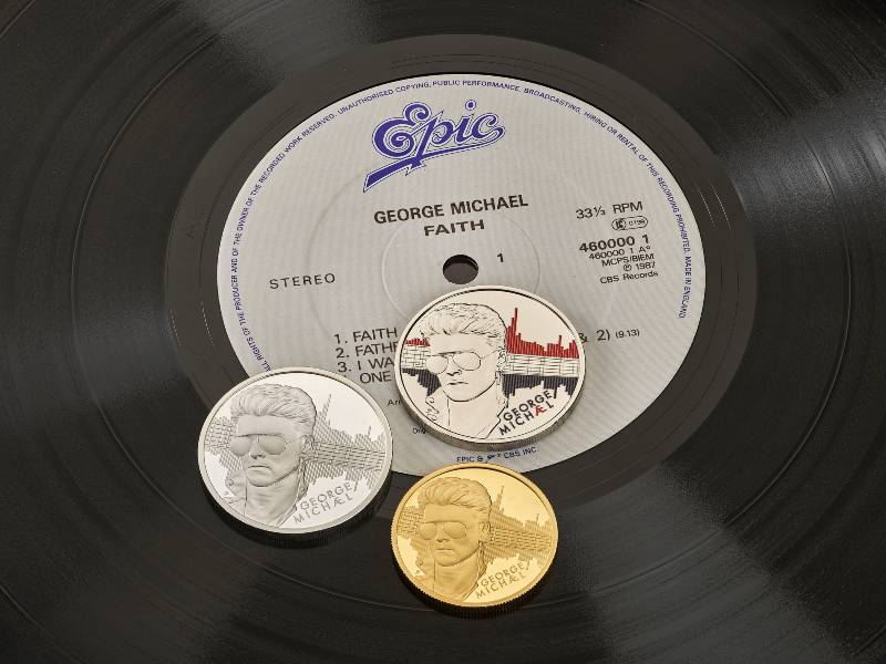 Monedas de colección con la imagen de George Michael