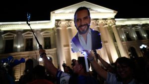 Celebración de gane de Nayib Bukele en elecciones 2024 en la plaza Barrios.