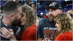 Taylor Swift y su pareja Travis Kelce de los Kansa City Chiefs