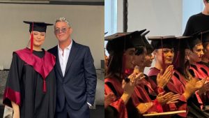 Alejandro Sanz sorprende a su hija en su graduación.