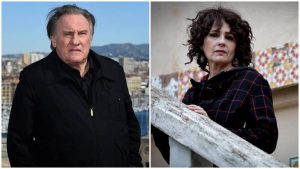 Actores Gerard Depardieu y actriz Anouk Grinberg