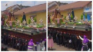 anda casi se cae en procesión en Guatemala